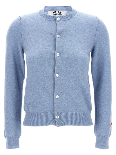 Shop Comme Des Garçons Play Small Heart Sweater, Cardigans Light Blue