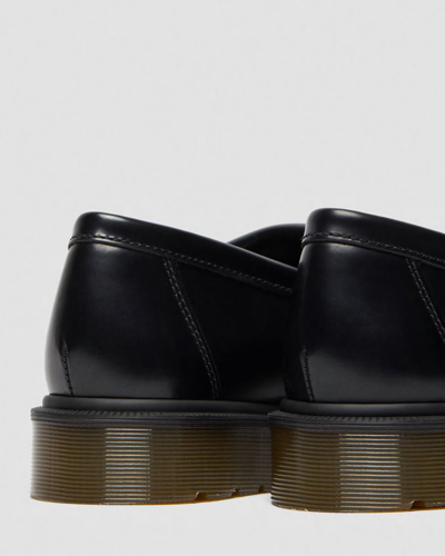 Dr. Martens' Adrian Snaffle Smooth Leather Kiltie Loafers Shoes In Black Polished Smooth