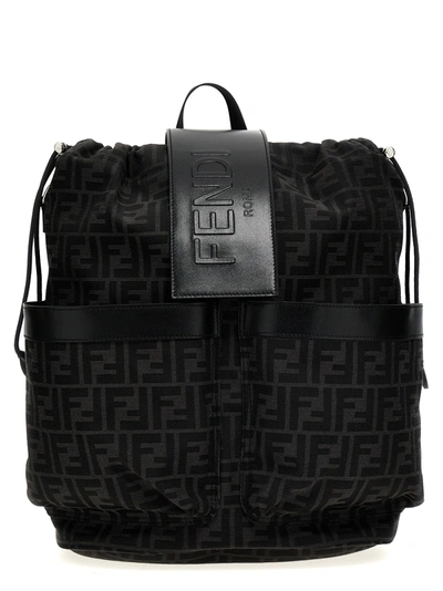 Shop Fendi Strike Medium Backpacks Black