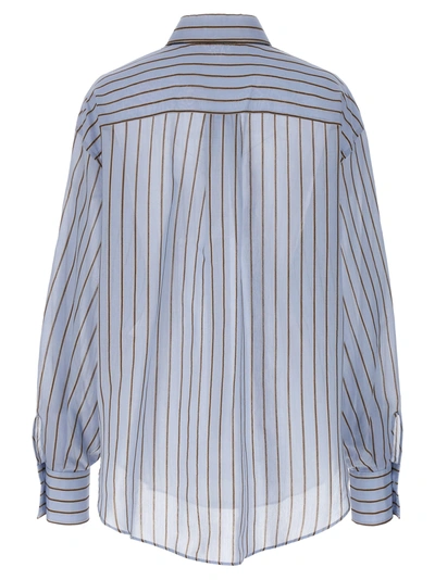 Shop Brunello Cucinelli Striped Shirt Shirt, Blouse Light Blue