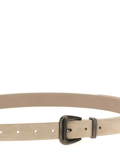 Shop Brunello Cucinelli Suede Belt Belts White