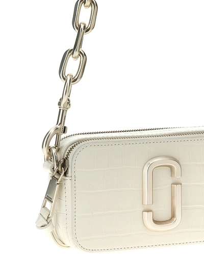 Shop Marc Jacobs The Croc-embossed Snapshot Crossbody Bags White