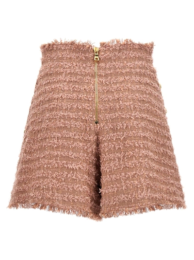 Shop Balmain Tweed Shorts Bermuda, Short Pink