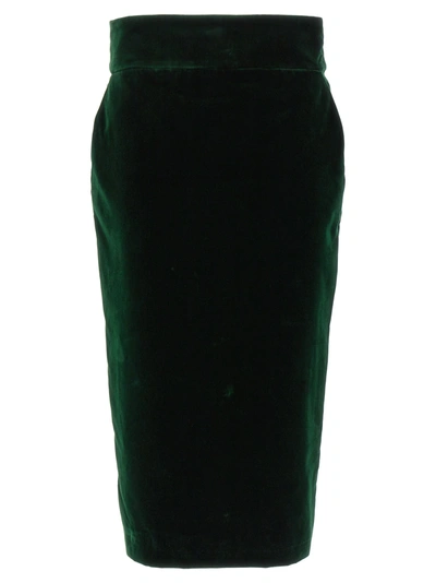 Shop Alexandre Vauthier Velvet Midi Skirt Skirts Green