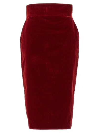Shop Alexandre Vauthier Velvet Midi Skirt Skirts Red