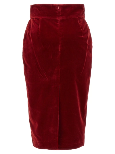 Shop Alexandre Vauthier Velvet Midi Skirt Skirts Red