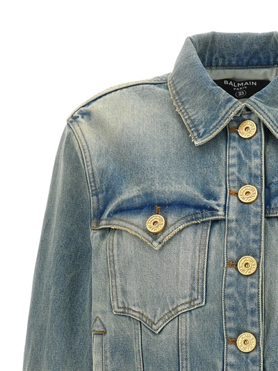 Shop Balmain Vintage Denim Jacket Casual Jackets, Parka Light Blue