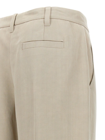 Shop Brunello Cucinelli With Front Pleats Pants Beige
