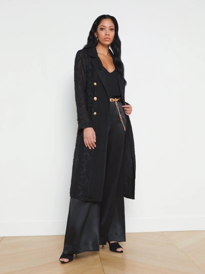 Shop L Agence Dottie Lace Trench Coat In Black