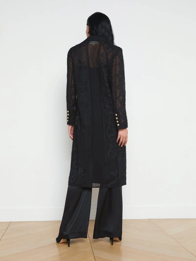Shop L Agence Dottie Lace Trench Coat In Black