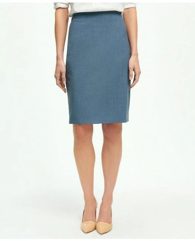 Shop Brooks Brothers The Essential Stretch Wool Pencil Skirt | Light Blue | Size 8
