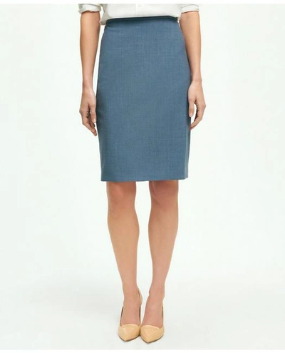 Brooks Brothers The Essential Stretch Wool Pencil Skirt In Light Blue
