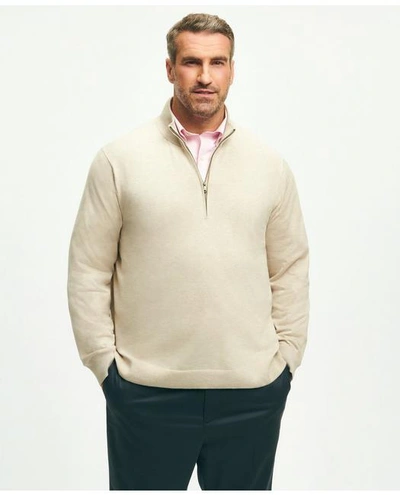 Shop Brooks Brothers Big & Tall Supima Cotton Half-zip Sweater | Oatmeal Heather | Size 3x Tall