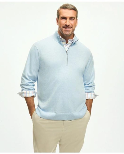 Shop Brooks Brothers Big & Tall Supima Cotton Half-zip Sweater | Light Blue Heather | Size 2x