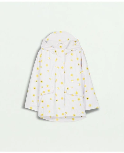 Shop Brooks Brothers Girls Flower Print Hooded Rain Coat | White | Size 10