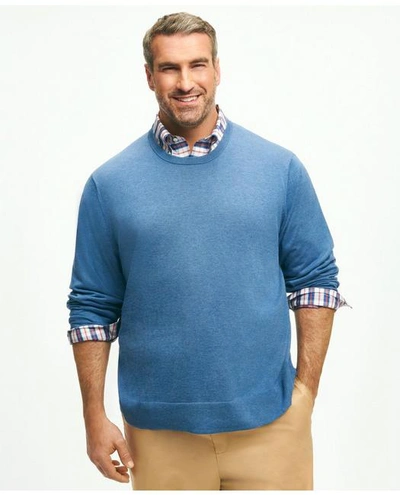 Shop Brooks Brothers Big & Tall Supima Cotton Crewneck Sweater | Dark Blue Heather | Size 2x Tall