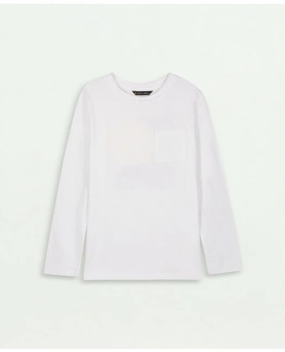 Shop Brooks Brothers Boys Long-sleeve Tennis T-shirt | White | Size 14