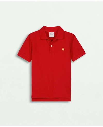Shop Brooks Brothers Boys Pique Polo Shirt | Red | Size Medium