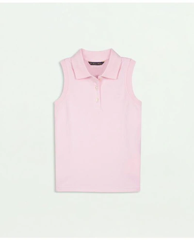 Shop Brooks Brothers Girls Sleeveless Pique Polo Shirt | Light Pink | Size 5