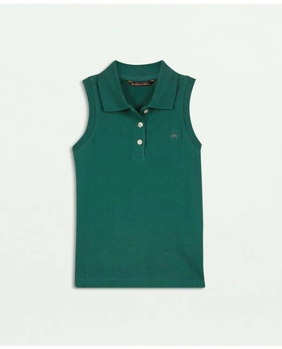 Shop Brooks Brothers Girls Sleeveless Pique Polo Shirt | Green | Size 14