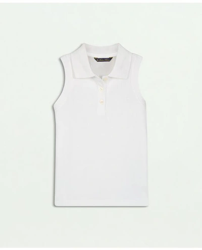 Shop Brooks Brothers Girls Sleeveless Pique Polo Shirt | White | Size 14
