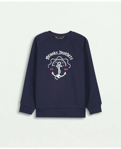 Shop Brooks Brothers Boys Anchor Motif Sweatshirt | Navy | Size 8