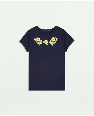 Shop Brooks Brothers Girls Floral Print T-shirt | Navy | Size 12
