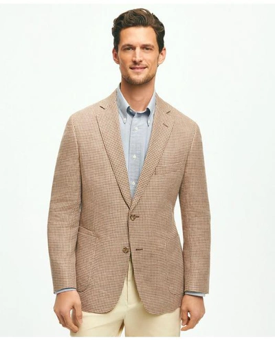 Shop Brooks Brothers Classic Fit 1818 Houndstooth Sport Coat In Linen-wool Blend | Size 48 Regular In Multicolor