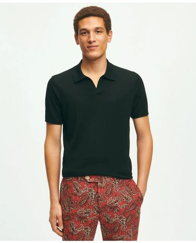 Shop Brooks Brothers Ultra-fine Merino Johnny Collar Sweater | Black | Size Xl