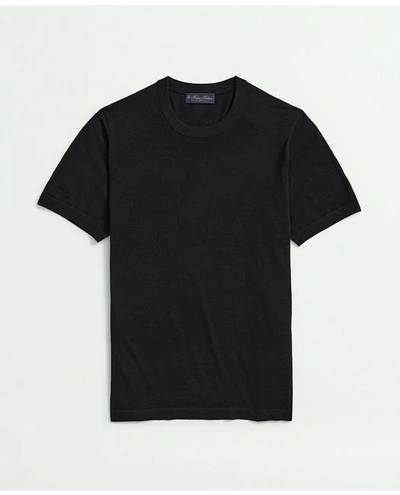 Shop Brooks Brothers Ultra-fine Merino Short Sleeve Crewneck Sweater | Black | Size Medium