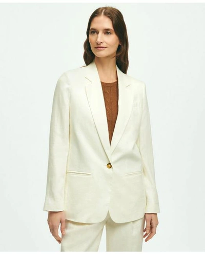 Shop Brooks Brothers Linen One-button Jacket | White | Size 14