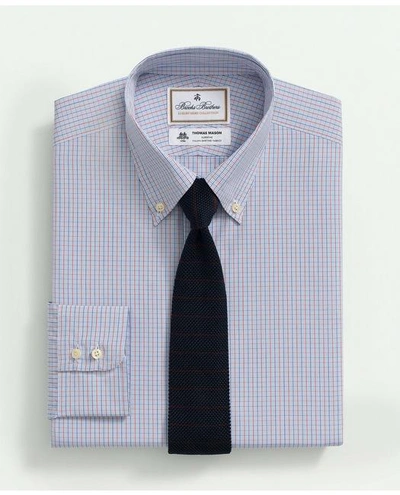 Brooks Brothers X Thomas Mason Cotton Poplin Button-down Collar, Micro Checked Dress Shirt In White