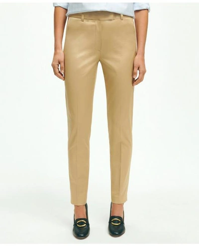 Shop Brooks Brothers Cotton Sateen Pants | Dark Beige | Size 6