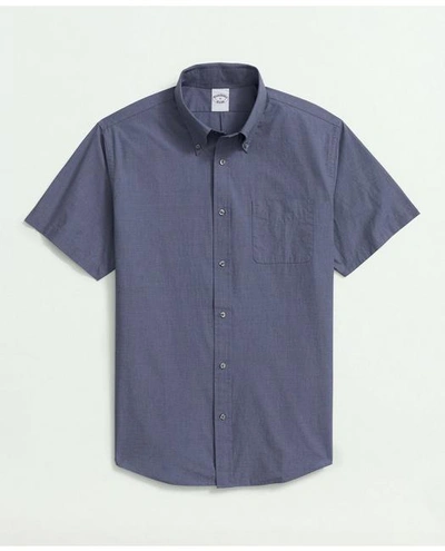 Brooks Brothers Friday Shirt, Short-sleeve Poplin End On End In Navy