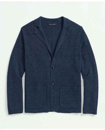 Shop Brooks Brothers Sweater Blazer In Linen-cotton Blend | Navy | Size Xl