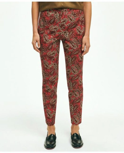 Shop Brooks Brothers Paisley Slim Side-zip Pants | Red | Size 12