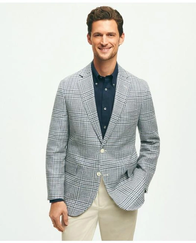 Shop Brooks Brothers Classic Fit 1818 Check Sport Coat In Linen-cotton Blend | Blue | Size 42 Long