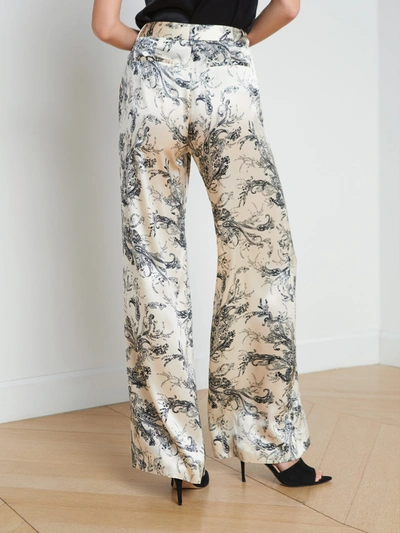 Shop L Agence Pilar Silk Wide-leg Pant In Ecru/black Sketch Paisley