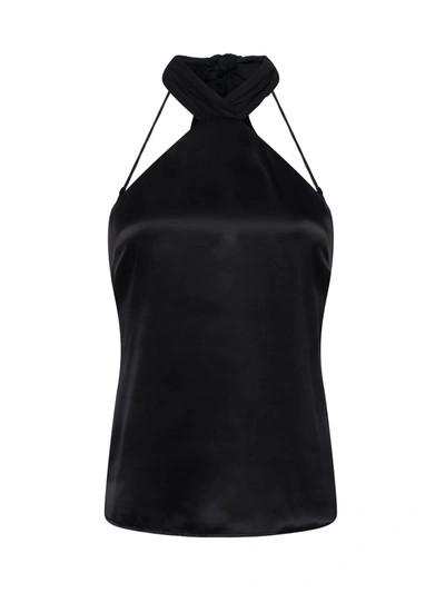 Shop L Agence Riviera Silk Halter Top In Black