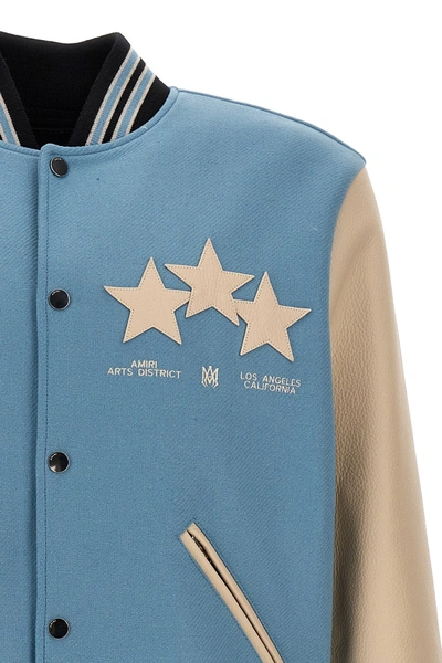 Shop Amiri Men 'stars Varsity' Bomber Jacket In Blue