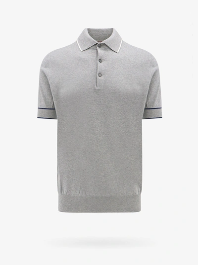 Shop Brunello Cucinelli Man Polo Shirt Man Grey Polo Shirts In Gray