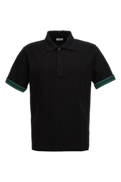 Shop Burberry Men Sleeve-turn-up Polo Shirt In Black