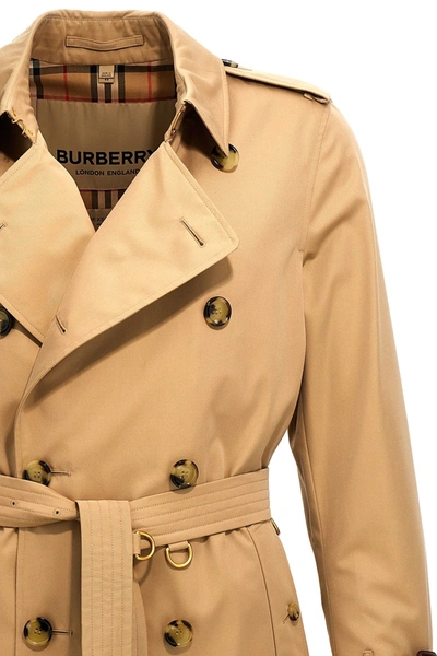 Shop Burberry Men 'kensington' Trench Coat In Cream