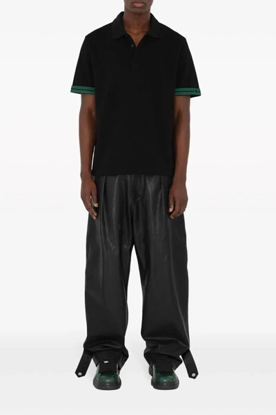 Shop Burberry Men Sleeve-turn-up Polo Shirt In Black
