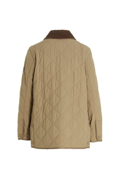 Shop Burberry Women Quilted Jacket In Cream
