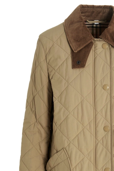 Shop Burberry Women Quilted Jacket In Cream