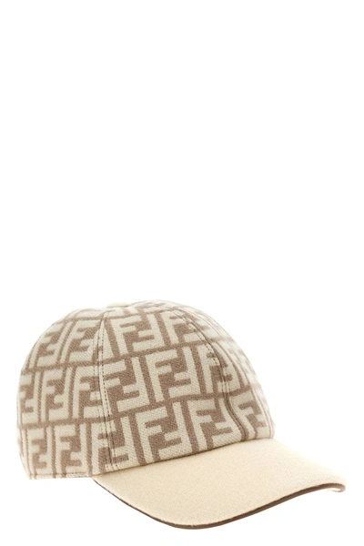 Shop Fendi Women 'ff' Cap In Cream