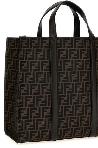 Shop Fendi Women 'ff' Shopping Bag In Brown