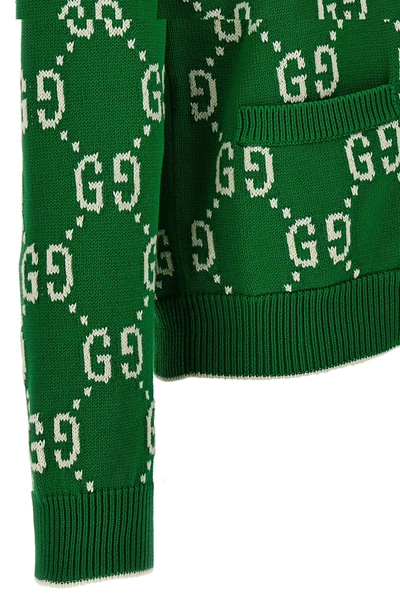 Shop Gucci Men 'gg' Cardigan In Green