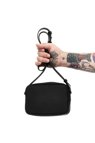 Shop Gucci Men 'gg' Mini Shoulder Bag In Black